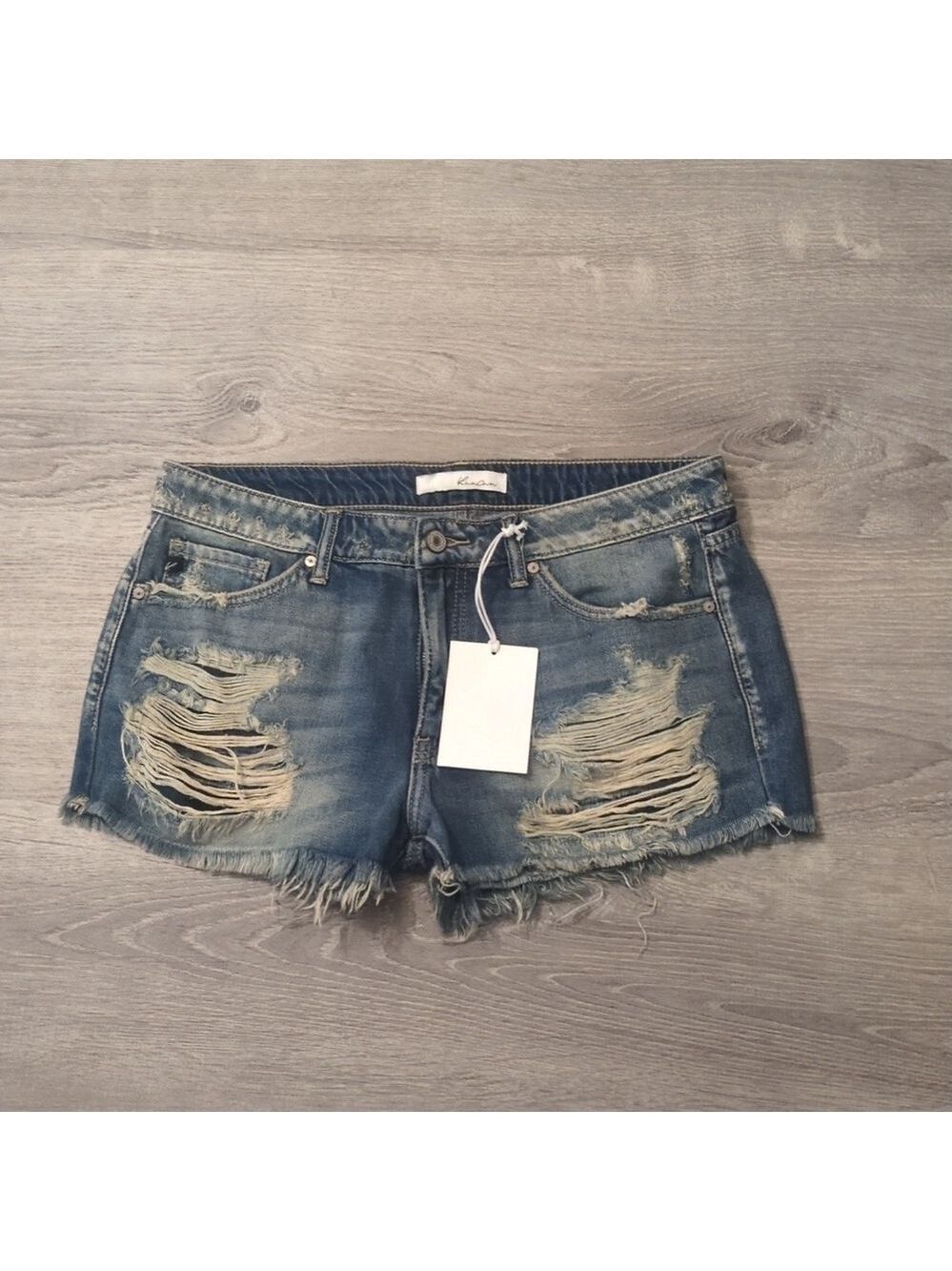Kancan distressed and fringed shorts size large